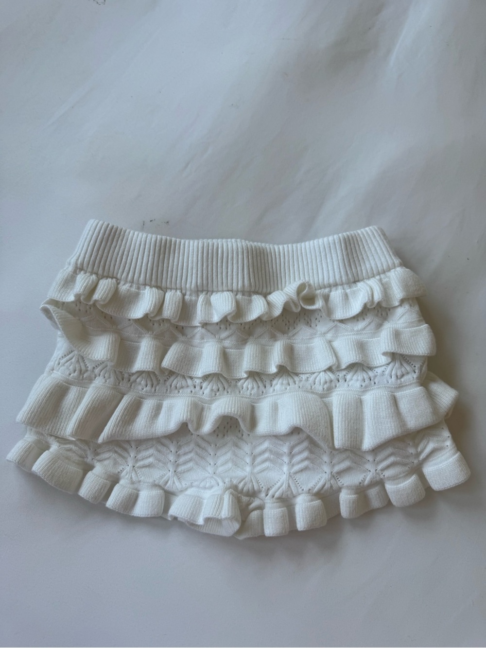 Ediked Girls White Ruffled Knit Skort